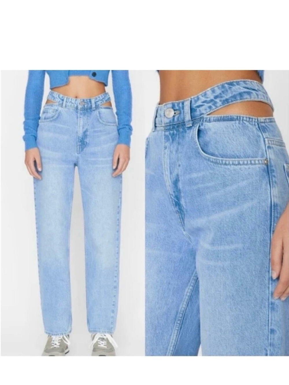 Frame Denim Light Blue High-Rise Cutout Waist Jeans
